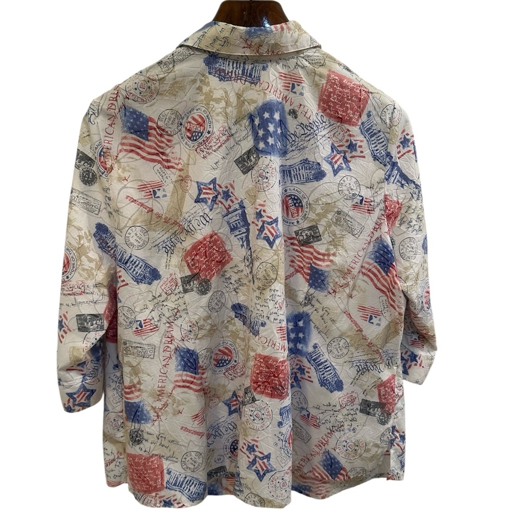 Alia Petites Patriotic Americana Button Down Blouse | Size 16P | 3/4 Sleeve EUC - Picture 4 of 12